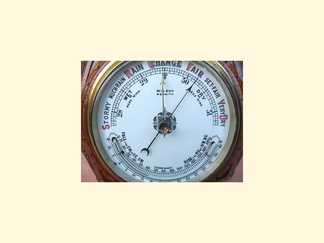 Close up view of dial with thermometer